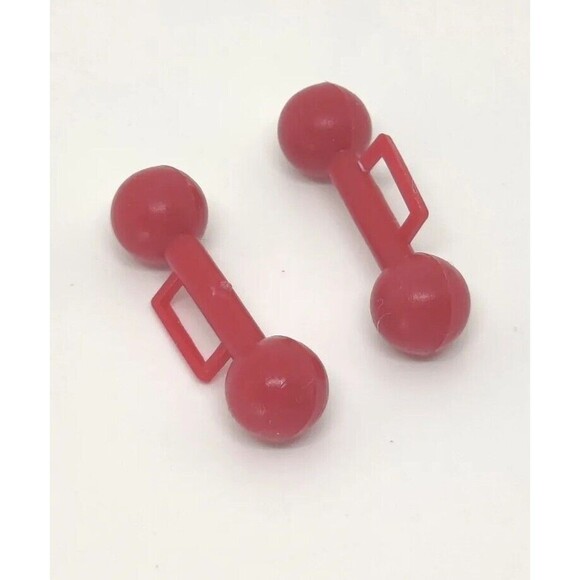 Vintage Mattel Barbie Christie Ken Hand Weight Dumb Bell Lot 2 Red Set 80s? 90s? - Picture 1 of 4